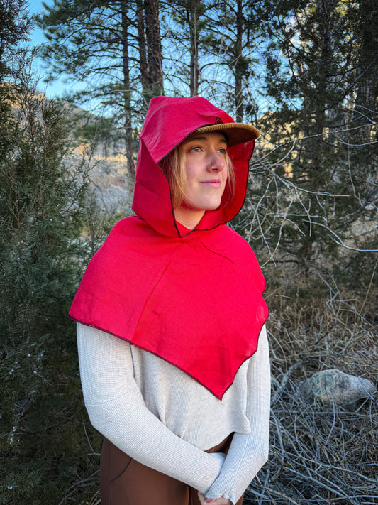 Red Linen Hood, Black Thread