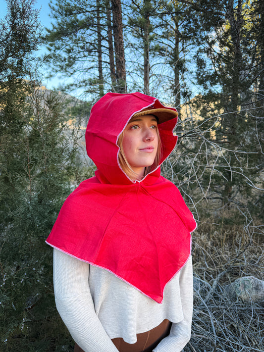 Red Linen Hood, White Thread