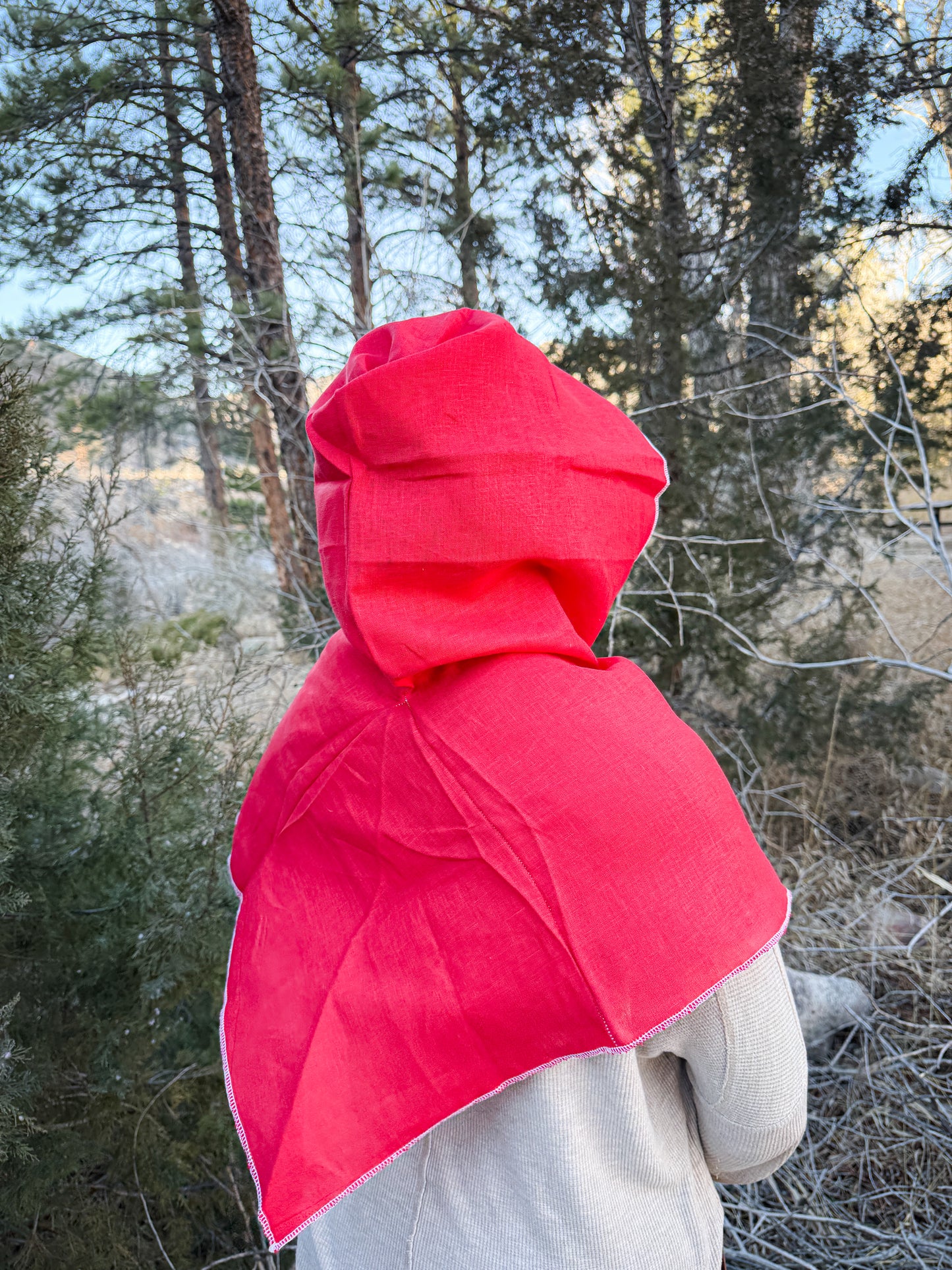 Red Linen Hood, White Thread
