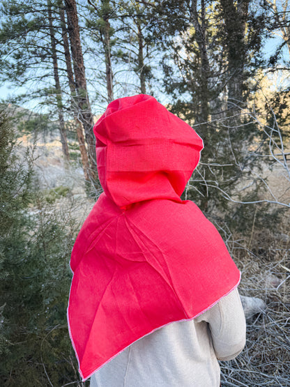 Red Linen Hood, White Thread