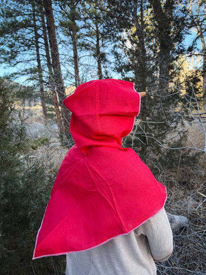 Red Linen Hood, White Thread