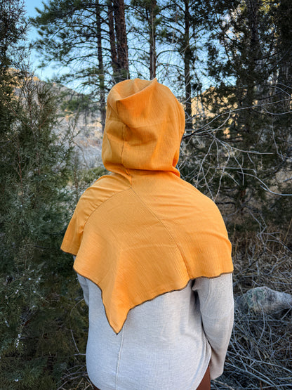 Yellow Cotton Gauze Hood, Black Thread