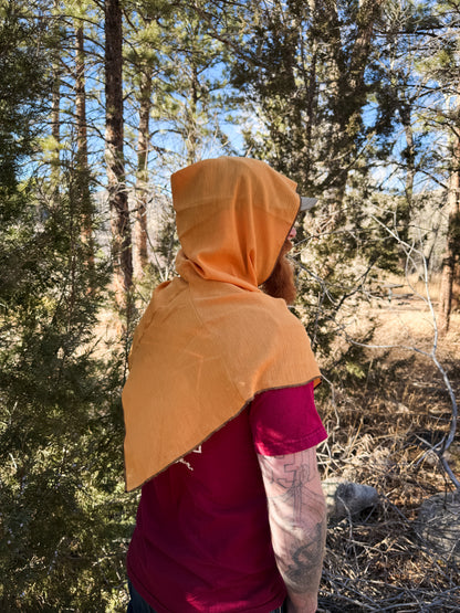 Yellow Cotton Gauze Hood, Black Thread