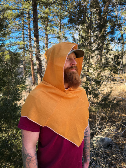 Yellow Cotton Gauze Hood, White Thread