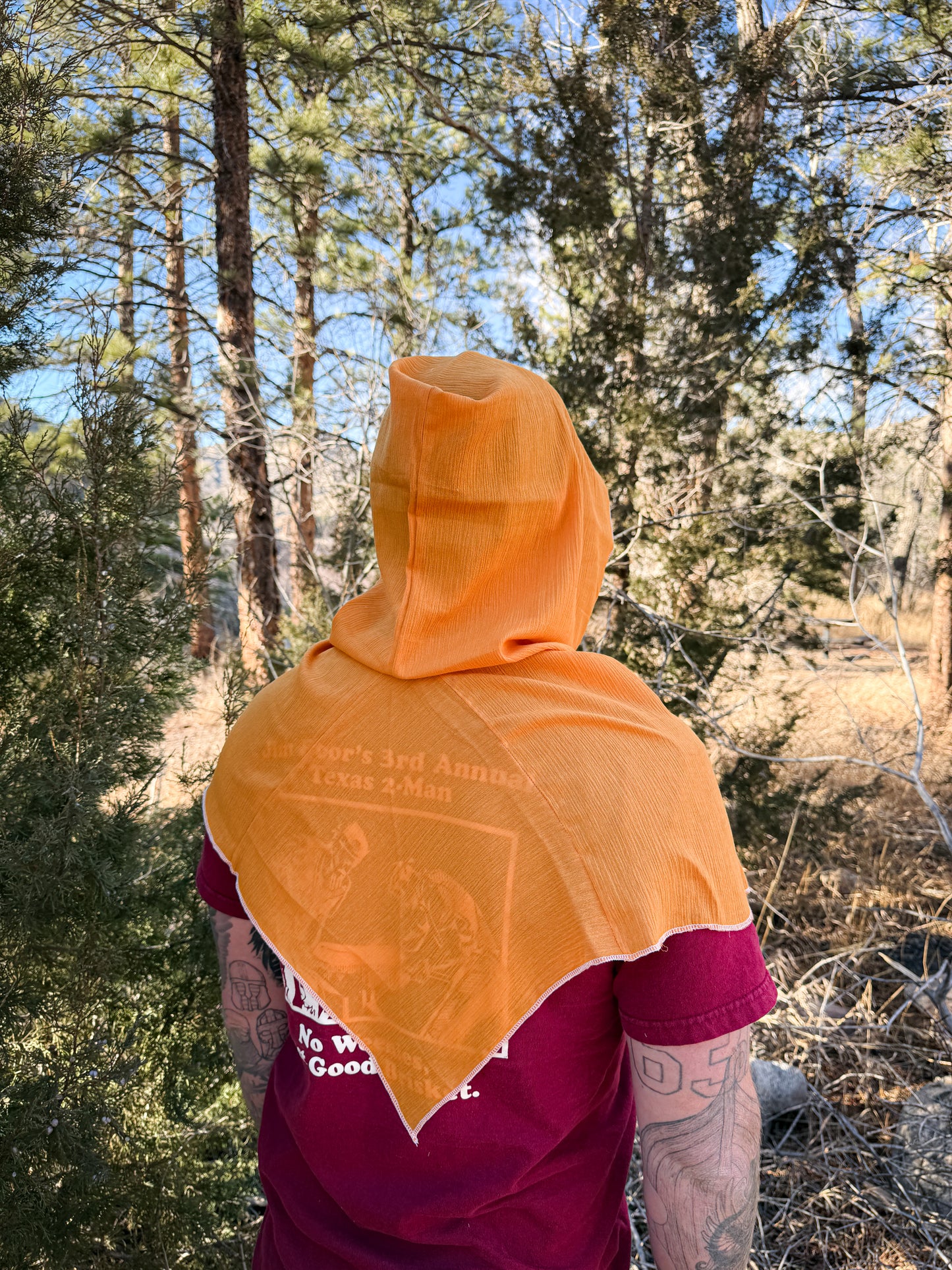 Yellow Cotton Gauze Hood, White Thread