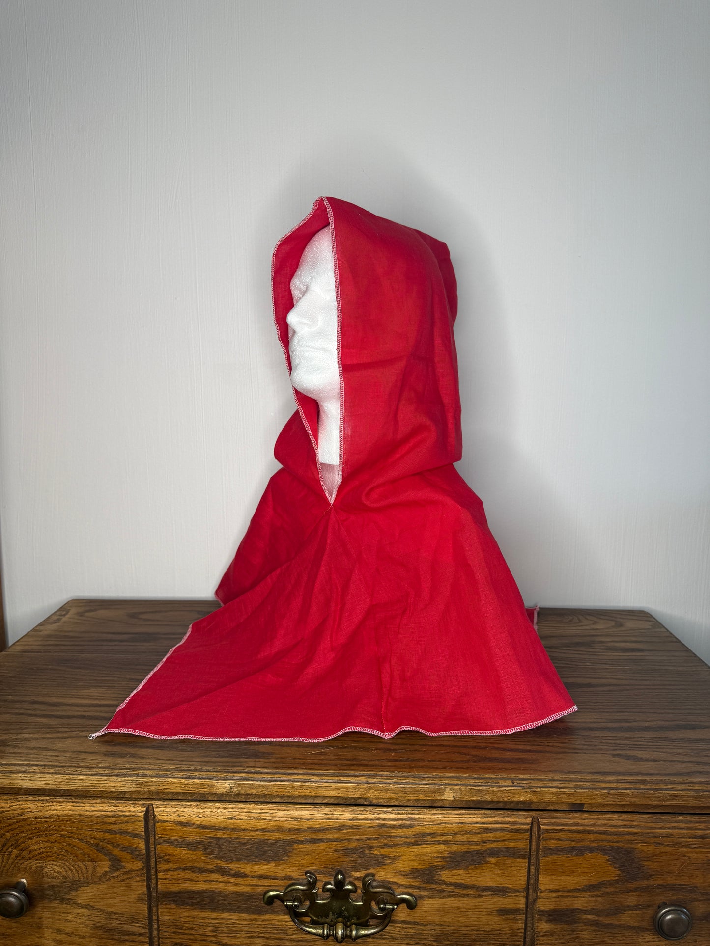 Red Linen Hood, White Thread