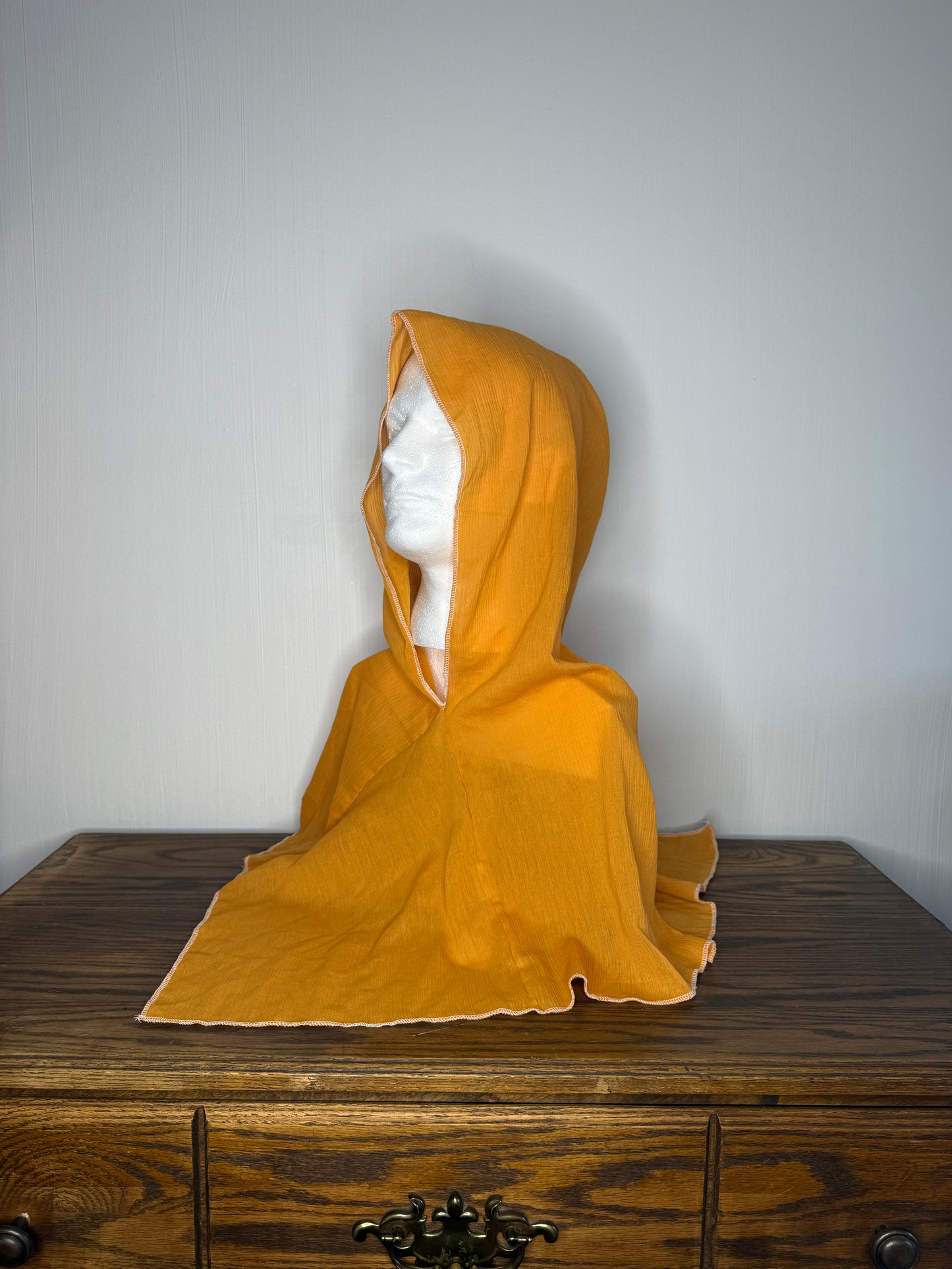 Yellow Cotton Gauze Hood, White Thread